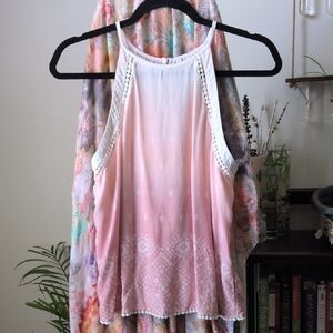 Mudd Pink Asymmetrical Embellished Tank Top